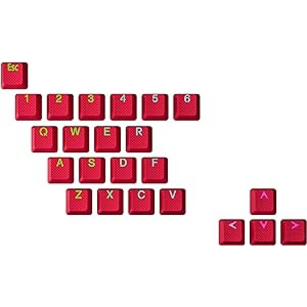 Ranked Rubber Keycap Set | Double Shot Translucent | OEM Profile for Mechanical Gaming Keyboard (Red, 23 Keys)