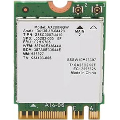 ASHATA WiFi 6 AX200NGW M.2 2230 WiFi tīkla karte divjoslu 802.11AX 2.4G 574Mbps 5G 2400Mbps BT5.2 WiFi M.2 WiFi 6 karšu tīkla adapteris operētājsistēmai Windows 10 11 64bit