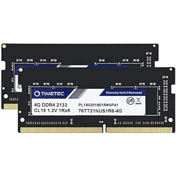 Timetec 8 GB komplekts (2 x 4 GB) DDR4 2133 MHz PC4-17000 bez ECC, nebuferēts 1,2 V CL15 1Rx8 viena ranga 260 kontaktu SODIMM klēpjdatora piezīmjdatora datora datora atmiņas RAM moduļa jauninājums (8 GB KOMPLEKTS (2 x 4 GB))