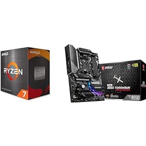 „AMD Ryzen 7 5800X Box“ ir „MSI MAG B550 Tomahawk“ (AMD AM4 DDR4 M.2 USB 3.2 Gen 2 HDMI ATX žaidimų pagrindinė plokštė AMD Ryzen™ 5000 procesoriai