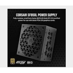 Corsair SF850L SFX Power Supply Fully Modular and Low Noise Compatible with ATX 3.0 and PCIe 5.0 Quiet 120 mm PWM Fan Efficiency 80 Plus Gold Mode Zero RPM Cond