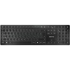 CHERRY KW 9100 plānā bezvadu tastatūra beļģu izkārtojums AZERTY tastatūra izvēles Bluetooth vai bezvadu savienojuma SX šķērveida mehānisms USB uzlādējama plakana melna sudraba