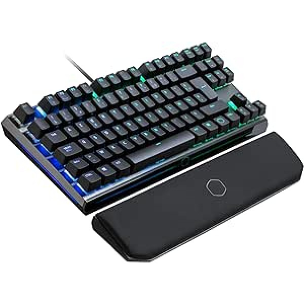 Cooler Master MasterKeys MK730 — mehāniska kompakta RGB spēļu tastatūra bez ciparu tastatūras, matēta alumīnija korpuss, noņemams magnētiskais plaukstas balsts — FR izkārtojums, Cherry MX Red