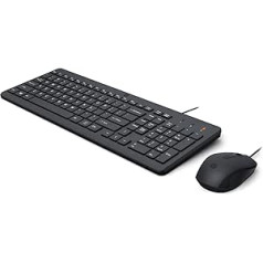 HP 150 vadu tastatūra un pele — (1600 DPI, LED displejs, USB-A, 12 īsinājumtaustiņi, Windows 10, Windows 11) spāņu QWERTY, melns