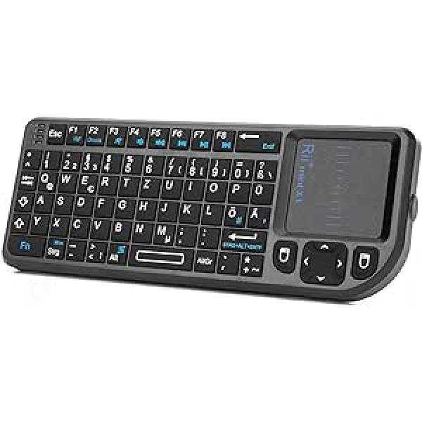 Rii X1 Mini bezvadu tastatūra ar skārienpaliktni, mini tastatūra Smart TV tālvadības pultij/PC/Pad/Xbox 360/PS3/Google Android TV Box/HTPC/IPTV (De Layout)