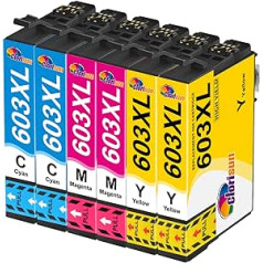 Clorisun 603XL printeru kasetņu nomaiņa priekš Epson 603 XL Multipack for Epson Expression Home XP-3150 XP-2150 XP-4155 XP-4150 XP-3100 XP-2100 XP-4100 Workforce WF 2840 2820 6-Pack 2840 2820 28Pack