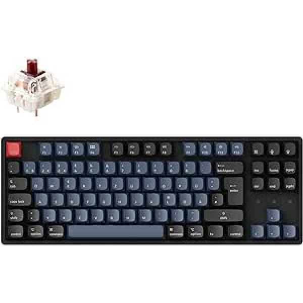 Keychron K8 Pro QMK/VIA bezvadu mehāniskā tastatūra vācu DE ISO izkārtojums, karsti maināma TKL pielāgota programmējama tastatūra ar RGB fona apgaismojumu Gateron G Pro brūns slēdzis