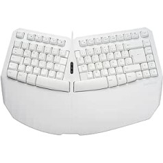 Perixx PERIBOARD-413W maza kompakta vadu ergonomiskā tastatūra ar dalītu tastatūru, lielu integrētu plaukstas balstu, USB portu, balts, DE QWERTZ izkārtojums