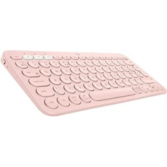 Logitech K380 Wireless Bluetooth keyboard, multi-device & Easy-Switch feature, Windows and Apple Shortcuts, PC / Mac / Tablet / Mobile Phone / Apple iOS + TV, UK QWERTY layout - Rose