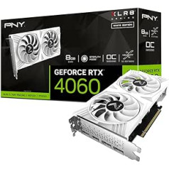 PNY GeForce RTX™ 4060 8GB XLR8 Gaming Verto Dual Fan OC White Edition grafikas karte DLSS 3