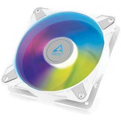 ARCTIC P12 PWM PST A-RGB PC Fan, 120 mm PWM PST Case Fan Optimised for Static Pressure, Case Fan, Semi-Passive: 200-2000 rpm (0 rpm <5%), 5V 3 Pin ARGB LED, Single Fan - White