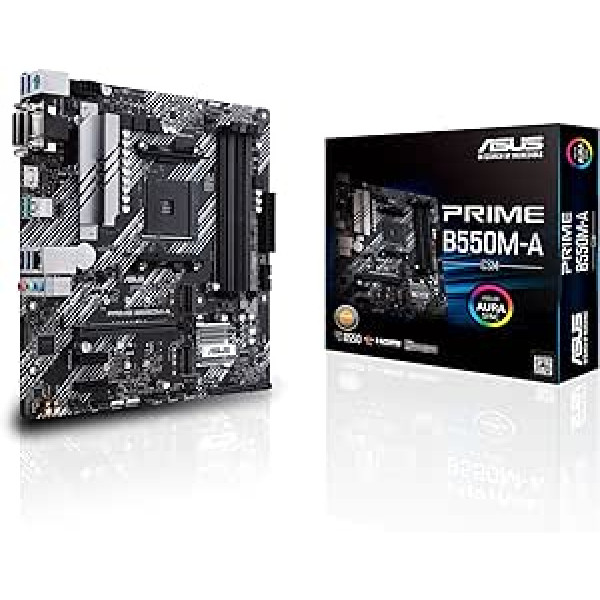 ASUS Prime B550M-A CSM mātesplates ligzda AM4 (Micro ATX, Ryzen, PCIe 4.0, 2X M.2, 1Gbps Ethernet, WiFi 6, SATA 6Gbit/s, USB 3.2 Gen 2 Type-A, atbalsts Aura Sync RGB galvenei)