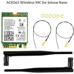 AC8265 Wireless NIC Dviejų režimų belaidė kortelė, skirta Jetson Nano, palaiko 2,4 GHz / 5 GHz dviejų juostų WiFi ir Bluetooth 4.2, 300 Mbps / 867 Mbps, palaiko Linux, Windows 10/8.1/8/7