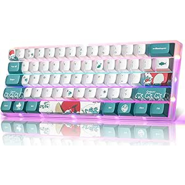 MIHIYIRY mehāniskā spēļu tastatūra, 61 taustiņu vadu RGB spēļu tastatūra ar PBT taustiņu vāciņiem, karstās maiņas lineārais sarkanais slēdzis, 60% tastatūra operētājsistēmai Windows/Mac OS/iOS