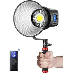 RaLeno 80 W LED studijas video gaisma, efektīva dzesēšana un kluss video apgaismojums, nepārtraukta gaisma dienas gaisma 5600 K CRI 95+, aptumšojama 1%-100%, dubultā jaudas režīma foto gaisma video fotografēšanas intervijai