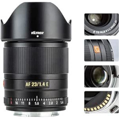 VILTROX 23 mm F1.4 platleņķa lielas apertūras APS-C kameras automātiskā fokusa objektīvi Sony E Mount kameru objektīviem FE liela apertūra Savietojams ar Sony a7 a7C a7III a7RIII a7RIV a7RV a9 a6100