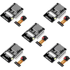 AITRIP Esp32-Cam Camera WiFi + Bluetooth Module 4M Psram Double Core 32-Bit CPU Development Board with Ov2640 2MP Camera Module Support Picture WiFi Upload Set of 5