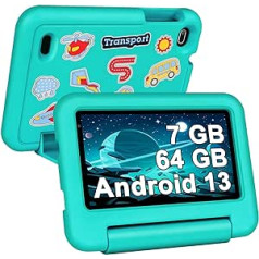 SEBBE Tablet für Kinder, Android 13, Kinder, 17,8 cm (7 Zoll), četrkodolu 1,5 GHz, 7 GB RAM + 64 GB ROM + TF 1 TB, Kindersicherung | Erziehung und Spiele | Dual-Kamera | Bluetooth 5.0 | 1024 x 600, mit