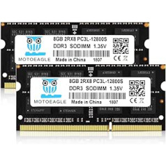 Motoeagle DDR3L-1600 SODIMM 16GB komplekts (2x8GB) PC3L-12800S 8GB 2Rx8 PC3 12800S DDR3 1600MHz RAM 1.35V/1.5V CL11 204-Pin atmiņa bez EKC