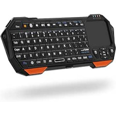 Fosmon Mini-Bluetooth-Tastatur (QWERTY-Tastatur), kabeliai, tragbaras, leicht, su integruotu jutikliniu kilimėliu, suderinama su Apple TV, PS4, HTPC / IPTVVR-Brillen, išmanieji telefonai ir telefonai