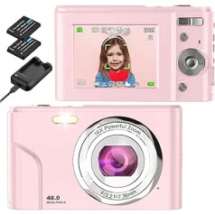 Digitālā kamera, Bofypoo fotokamera, autofokuss, 32G karte, FHD 1080P, 48MP ar 16x digitālo tālummaiņu, kompakta kamera, pārnēsājama mini kamera pusaudžiem, bērniem, studentiem, iesācējiem (rozā)