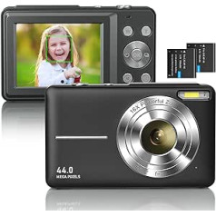 Digitālā kamera, 1080P FHD kamera, autofokusa fotokamera, 44MP kompaktkamera, 2,4 collu LCD ekrāns, 16x digitālā tālummaiņa, uzlādējama mini videokamera bērniem, studentiem, iesācējiem, vecākiem cilvēkiem