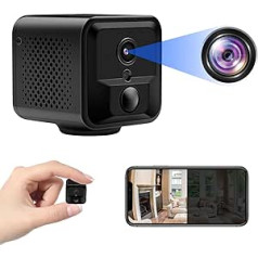 UYIKOO mini kamera, WLAN akumulatora novērošanas kamera 1080P HD WiFi mikro maza kamera Mobilais tālrunis 140° drošības kamera Pārnēsājama mājdzīvnieku kamera Nakts redzamības PIR kustības noteikšana 8 stundas ierakstīšana