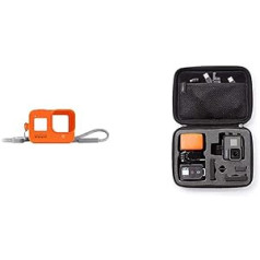 GoPro futrālis + štrope priekš HERO8 Black — Hyper Orange (oficiālais GoPro piederums) un Amazon Basics somiņa GoPro darbības kamerām, S izmērs