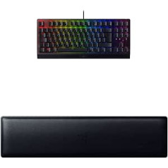 Razer Bundle BlackWidow V3 Tenkeyless (zaļš slēdzis) - kompakta spēļu tastatūra QWERTZ formātā, vācu izkārtojums + ergonomisks plaukstas balsts tastatūrām bez ciparu tastatūras | Melns