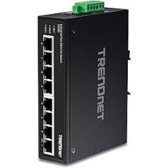 TRENDnet TI-E80 Industrial Unmanaged 8-Port Fast Ethernet DIN Rail Switch, 8x Fast Ethernet Ports, 1.6Gbps Switching Capacity, 8-Port Network Fast Ethernet Switch