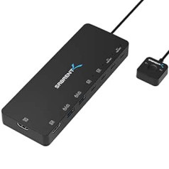 SABRENT KVM slēdzis, 2 portu USB C ieejas, 2 porti USB C izejas ar 60 W PD, 2 USB porti, 2 HDMI porti 4K @ 60 Hz monitoram, klēpjdatoram, datoram, printerim, skenerim, pelei, tastatūras LED ierīču displejiem