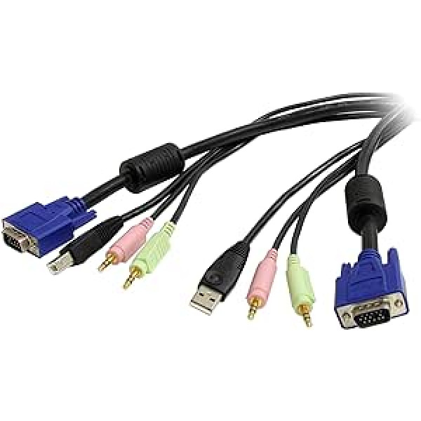 Startech 6 pēdu 4-in-1 USB VGA KVM slēdža kabelis ar audio un mikrofonu