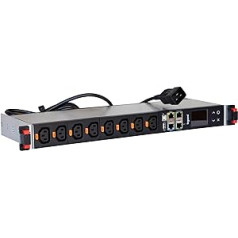 LEGRAND, smart rack PDU metered 19'' 1U, 16A-230V, IEC 320 sockets: 12 x C13, 3.7 kVA max., with real-time power measurement and environmental monitoring, 646010