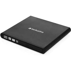 VERBATIM 53504 DVD rakstītājs, USB 2.0, 8x/6x/24x, Slimline Portable, schwarz, M-DISC, mazumtirdzniecība