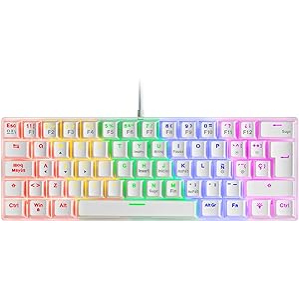 MARSGAMING MK60WBRES Gaming MK60 mechanical keyboard FRGB, Antighosting, Switch Mechanical brown,Spanish language,White