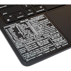 SYNERLOGIC Mac OS (Ventura/Monterey/Big Sur/Catalina/Mojave) Keyboard Shortcuts, M/Intel Transparent No-residue Vinyl Sticker for Black Macbook (Clear/White/Pack of 10)