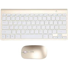 Bezvadu tastatūras/peles kombinācija, 2,4 G USB ergonomiskā un plānā bezvadu datora tastatūras pele operētājsistēmai Windows, personālajam datoram, klēpjdatoram, galddatoram, ar 4 neslīdošiem kāju balstiem, nodilumizturīga (zelta)