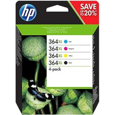 HP 366XL Multipack originalios (juodos, raudonos, mėlynos, geltonos) didelės spartos spausdintuvų kasetės, skirtos HP Deskjet, HP Officejet, HP Photosmart