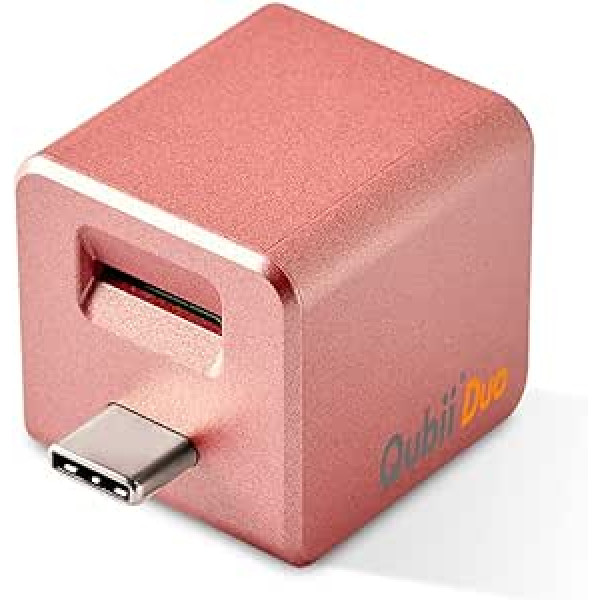 MAKTAR Qubii Duo USB-C zibatmiņas disks, automātiska dublēšana uzlādes laikā, MFi sertificēta Photo Stick, saderīga ar iPhone/iPad/Android (bez MicroSD kartes, Rose Gold)