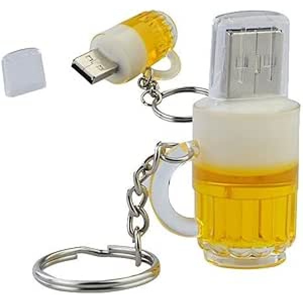 Ulticool - Beer Glass 32 GB USB Stick - Beer Glass Pen Drive Memory Stick Data Memory Stick - White Yellow