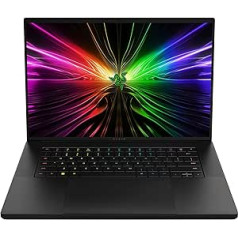 Razer Blade 16–16 collu spēļu klēpjdators (NVIDIA Geforce RTX 4080, Intel i9-14900HX, QHD OLED 240 Hz displejs, 32 GB DDR5 RAM, 1 TB SSD, alumīnija korpuss) QWERTZ vācu izkārtojums, melns