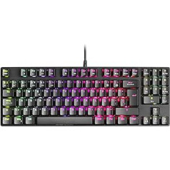 Mars Gaming MKREVOPROWBES melns, mehāniskā RGB spēļu tastatūra, TKL+ NUM, zils slēdzis, spāņu