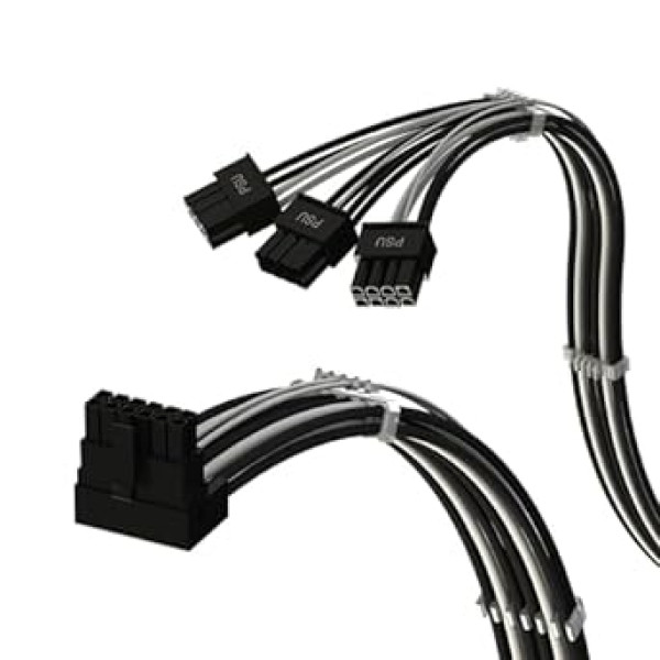 LINKUP - AVA PCIE 5.0 16Pin (12+4) ar kreiso leņķi līdz 3x8Pin | 16AWG Apvalks | Savietojams ar RTX40 un RTX30 FE | Piemērots tikai Asus barošanas blokiem | 70 cm