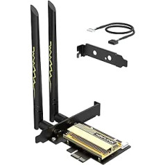 AXE5400 PCIe WLAN karte personālajam datoram, WAVLINK 5378 Mbps WiFi 6E WLAN PCIe karte, Intel AX210 mikroshēma ar Bluetooth 5.3, WPA3, OFDMA, Windows 11/10 (64 bitu) galddatoram