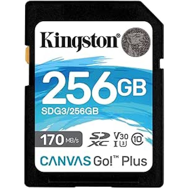 Kingston SDG3/256GB SD Memory Card 256GB SDXC Canvas Go Plus 170R C10 UHS-I U3 V30