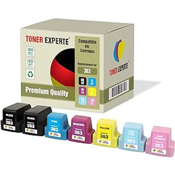 7 XL Toner Experte® spausdintuvų kasetės, suderinamos su 363 Photosmart C5180, C6150, C6180, C6280, C7180, C7280, C8180, 3110, 3210, 3310, 8250, D7160, D7160, D7160, D7160 0xi