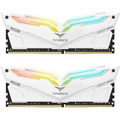 TEAMGROUP Team T-Force Night Hawk RGB DDR4 spēļu atmiņas modulis 2 x 8 GB 3600 MHz 288 pin DIMM balts