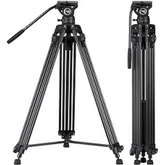 Cayer BV30 Video Tripod, Robust Aluminium Alloy Camera Tripod with 360° Fluid Head, Quick Release Plate Compatible with Canon Nikon Sony and Other DSLR Camera Camcorders, 8 kg Load Capacity