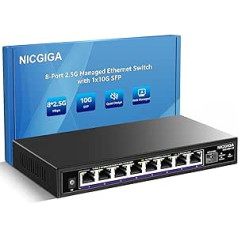 8 Port 2.5G Web Smart Managed Ethernet Switch with 10Gbps SFP Uplink, Compatible with 100/1000/2500Mbps Network, 2.5Gbps Management Switch, Easy for 2.5Gb NAS, PC, WiFi6 Router, Wireless AP.