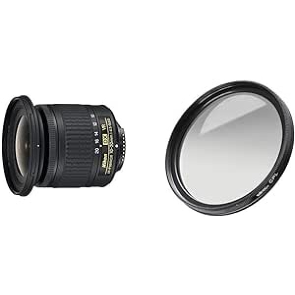 Nikon AF-P DX NIKKOR 10–20 mm 1:4,5–5,6 G VR objektīvs, melns un Walimex Pro cirkulārs polarizācijas filtrs MC 72 mm (ar aizsargvāciņu)